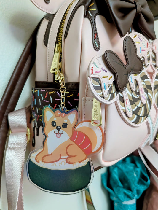 Oops, he's huge! Holographic Su-Shiba Keychain