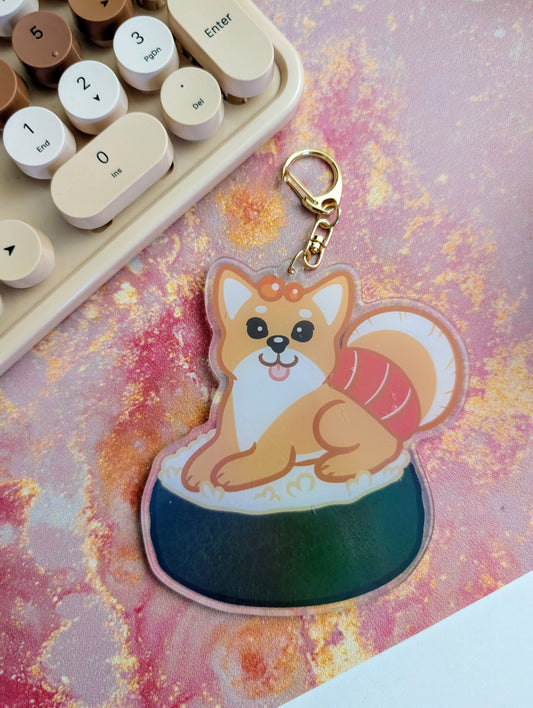 Oops, he's huge! Holographic Su-Shiba Keychain